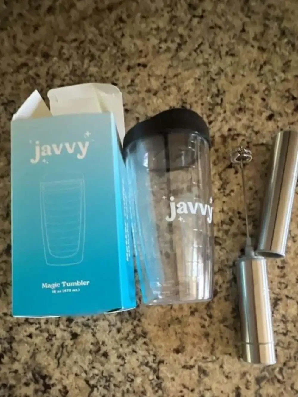 Javy Magic Tumbler 16oz and Handheld Milk Frother Set